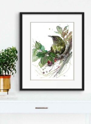 Blackberry Bellbird & Horopito (Limited Edition Print) - Rachel Walker