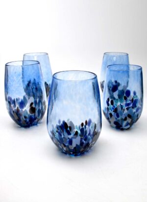 Sky Blue Stemless Wine Glass - Amokura Glass