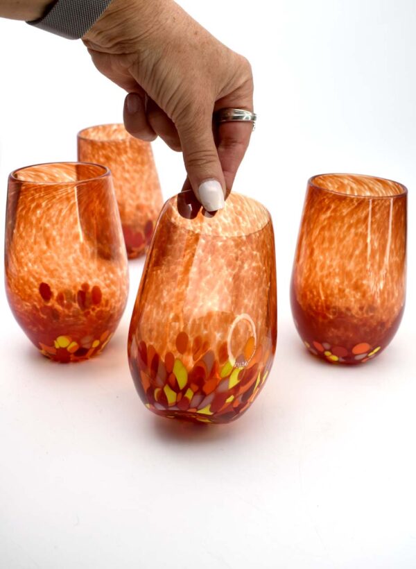 Red Stemless Wine Glass - Amokura Glass