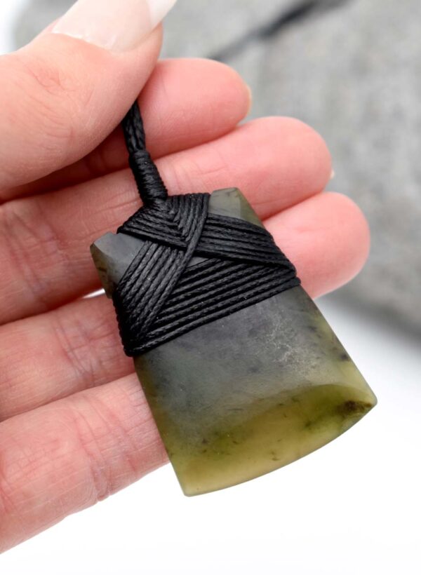 Pounamu Toki Pendant (43x31mm) – Carved by T. Lusty - Image 2