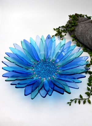 Gerbera Flower Bowl, Shades of Blue - Roz Speirs