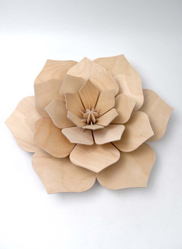 Birch Plywood Flower (Natural Wood 24cm) - Image 2