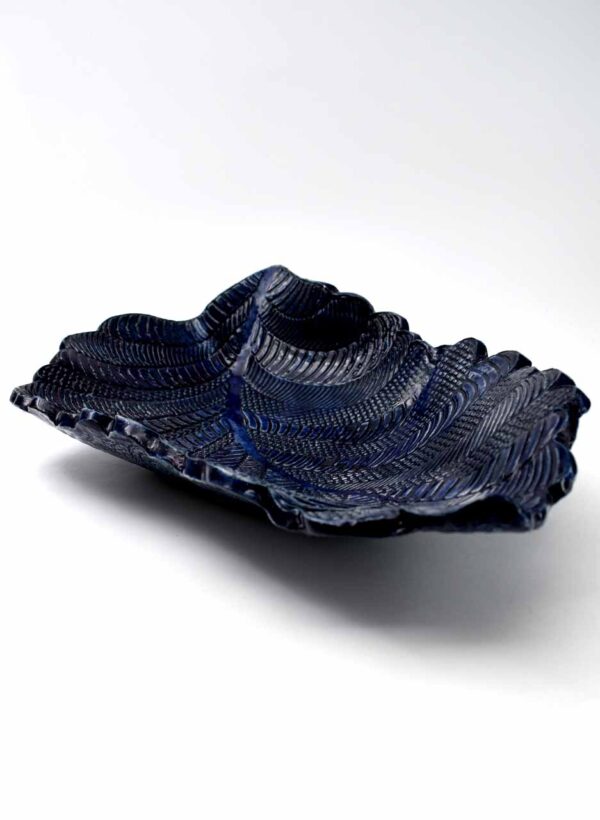 Large Blue Leaf Bowl – LJH Pottery - Image 2