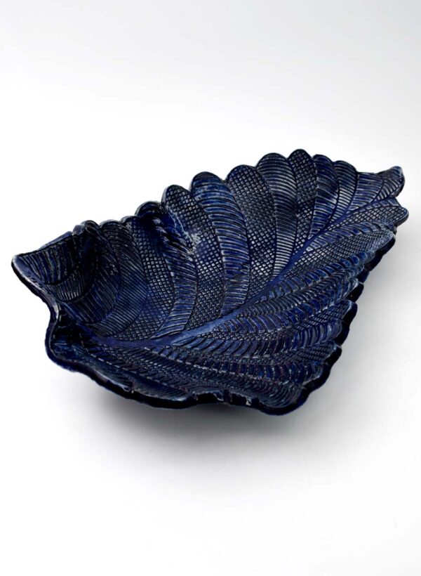 Large Blue Leaf Bowl – LJH Pottery - Image 3