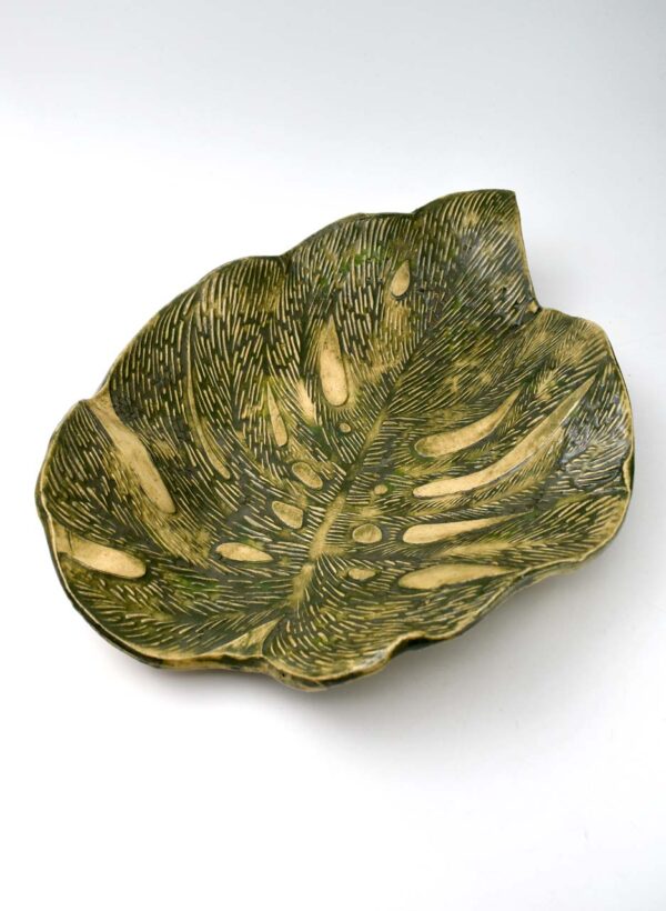 Large Green Leaf Bowl – LJH Pottery - Image 3
