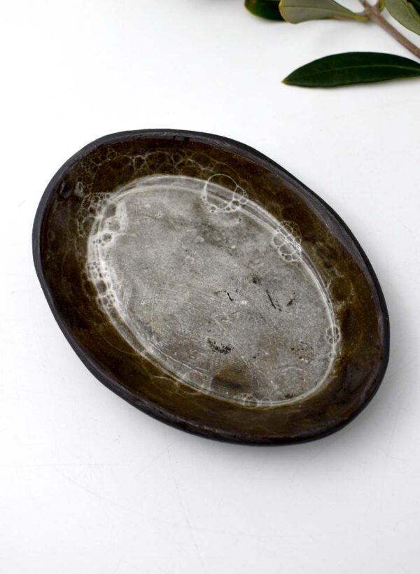 Black Bubble Ring Dish (Oval) - LJH Pottery - Image 2