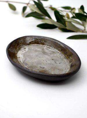 Black Bubble Ring Dish (Oval) - LJH Pottery