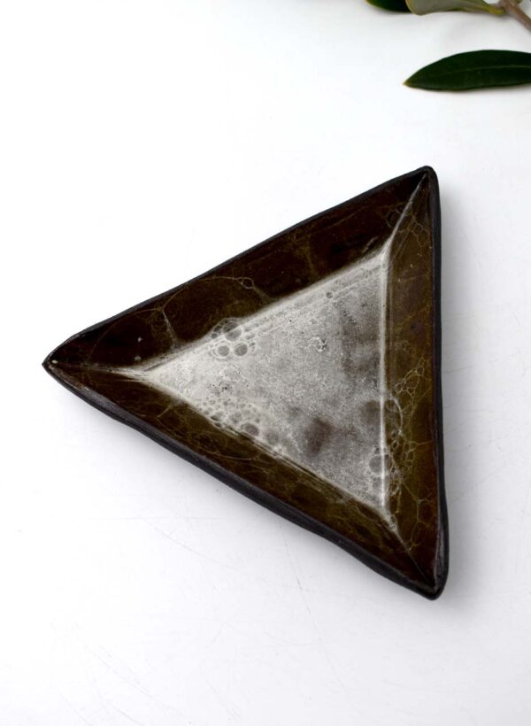 Black Bubble Ring Dish (Triangle) - LJH Pottery - Image 2