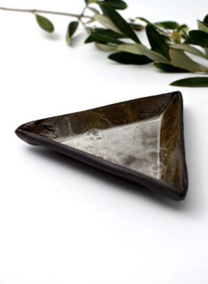 Black Bubble Ring Dish (Triangle) - LJH Pottery