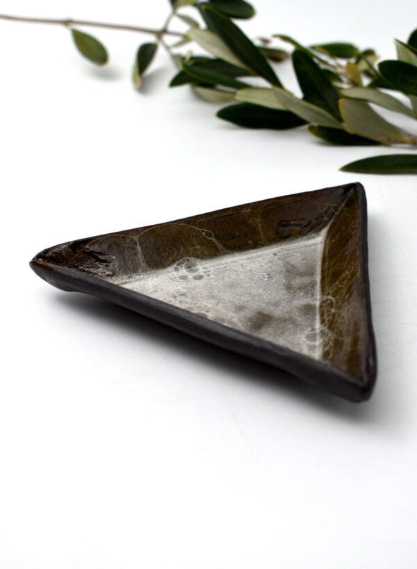 Black Bubble Ring Dish (Triangle) - LJH Pottery