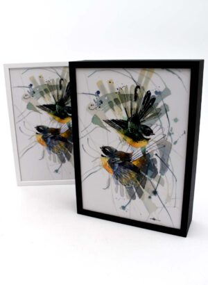 Piwakawaka Storm (Mini Framed Print) - Rachel Walker