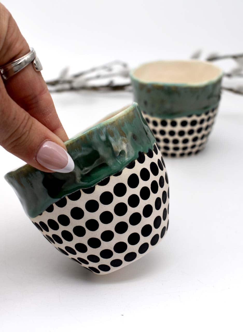 Dottie Green Lip Tumbler - Mazza Made Ceramics