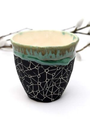 Black Green Lip Tumbler - Mazza Made Ceramics