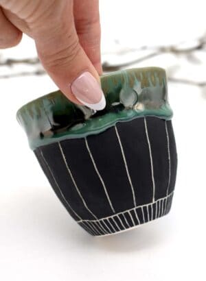 Black Green Lip Tumbler - Mazza Made Ceramics