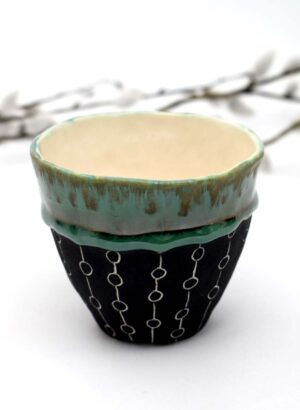 Black Green Lip Tumbler - Mazza Made Ceramics