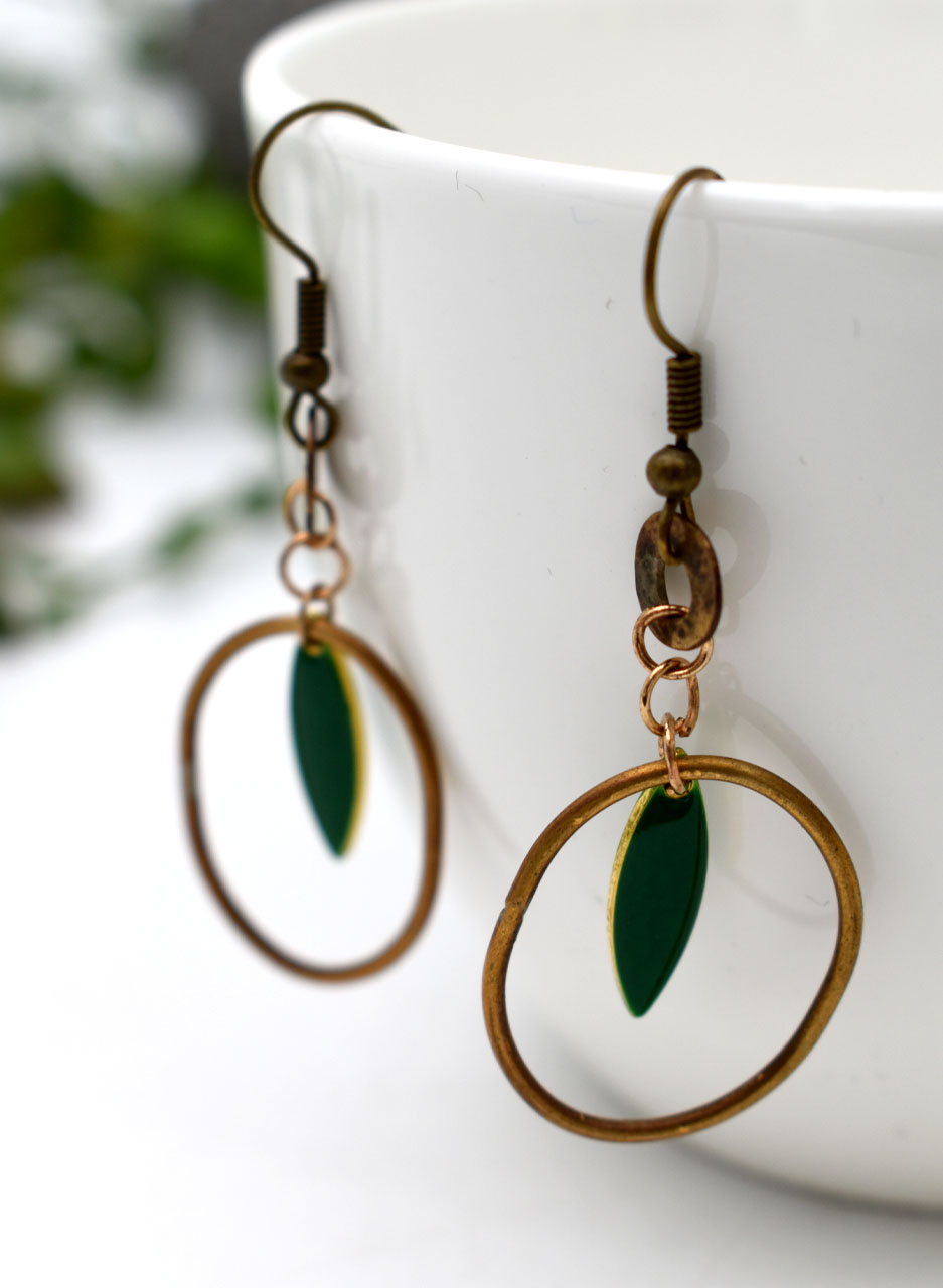 Brass & Enamel Earrings - Agathe Jewellery