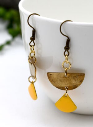 Brass & Enamel Earrings - Agathe Jewellery