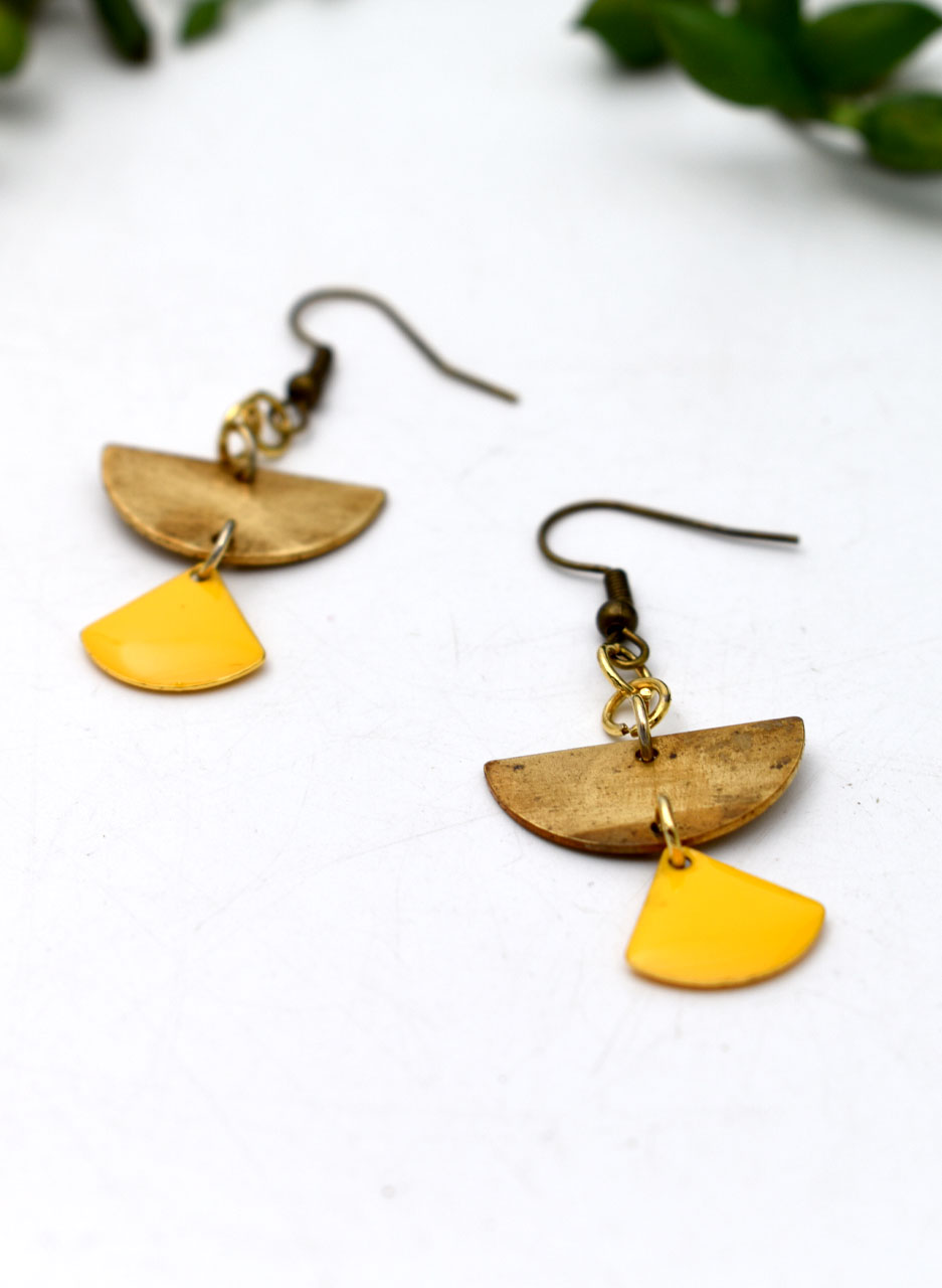 Brass & Enamel Earrings - Agathe Jewellery - Image 2