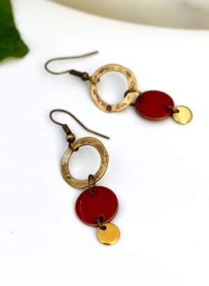 Brass & Enamel Earrings - AGATHE Jewellery