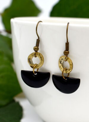Brass & Enamel Earrings - AGATHE Jewellery