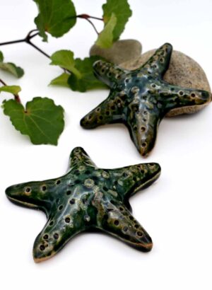Seaweed Green Starfish - LJH Pottery