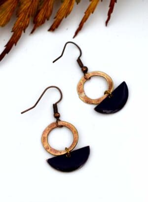 Brass & Enamel Earrings - AGATHE Jewellery