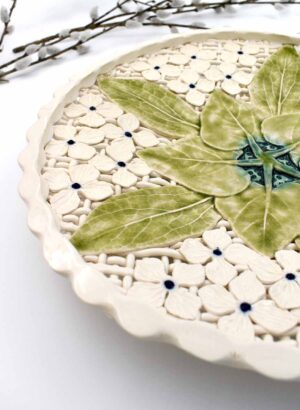 Floral Lattice Platter (Wall Hanging) - Muddy Fingers