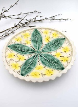 Frangipani Floral Lattice Platter (Wall Hanging) - Muddy Fingers