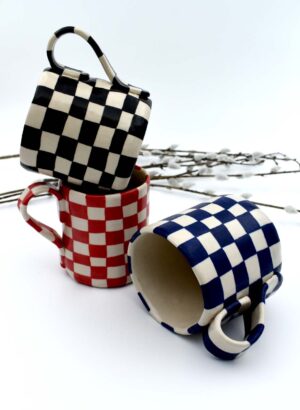 Red Checkerboard Mug - Funky George Ceramics