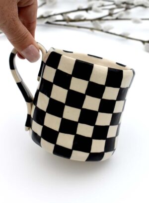 Black Checkerboard Mug - Funky George Ceramics