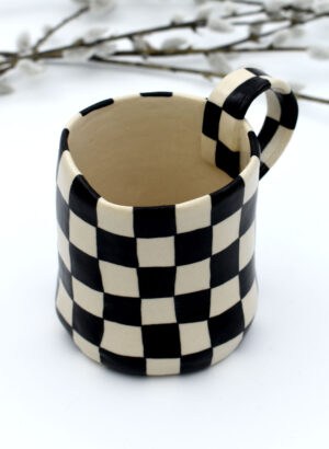 Black Checkerboard Mug - Funky George Ceramics