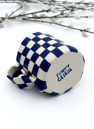 Blue Checkerboard Mug - Funky George Ceramics