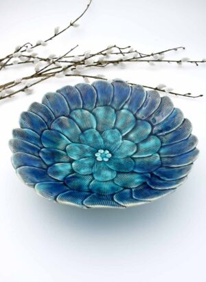 Bowl/Plate (Blue Stripe Petals) - Muddy Fingers