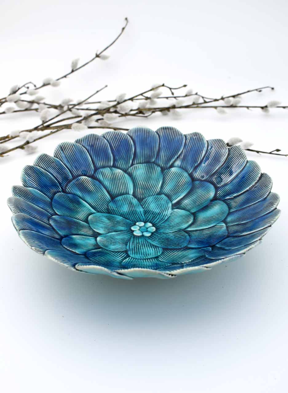 Bowl/Plate (Blue Stripe Petals) - Muddy Fingers - Image 3