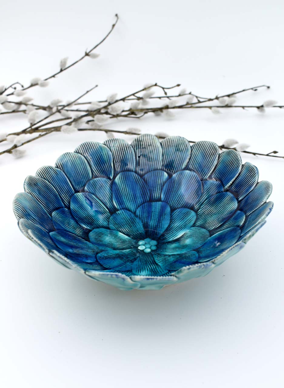 Bowl (Blue Stripe Petals) - Muddy Fingers - Image 3
