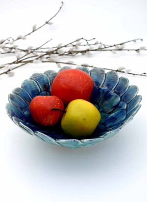 Bowl (Blue Stripe Petals) - Muddy Fingers