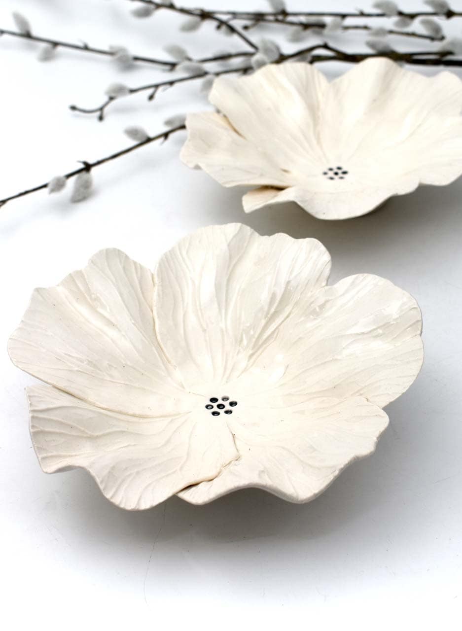 Hibiscus Bowl (White) - Muddy Fingers - Image 3