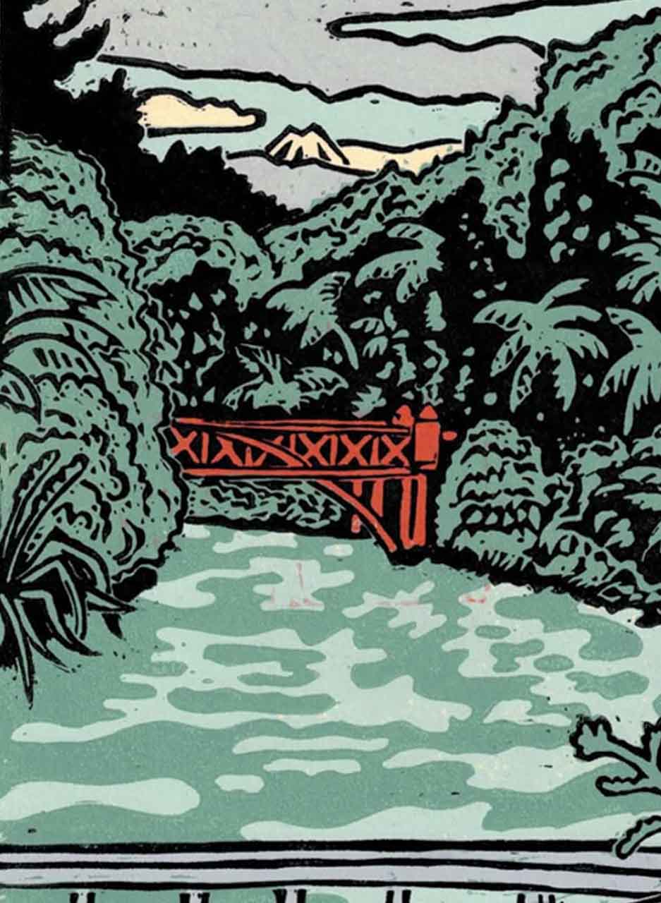 Poet’s Bridge Pukekura Park (Limited edition Screen Print) - Stuart Morris - Image 3