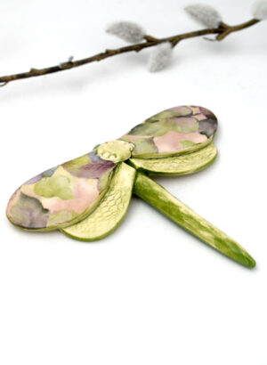 Dragonfly Vintage Soft Green Flowers - Kirsty Gardiner