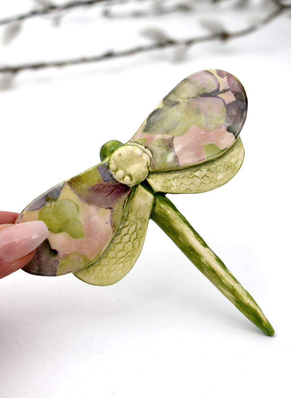 Dragonfly Vintage Soft Green Flowers - Kirsty Gardiner - Image 3