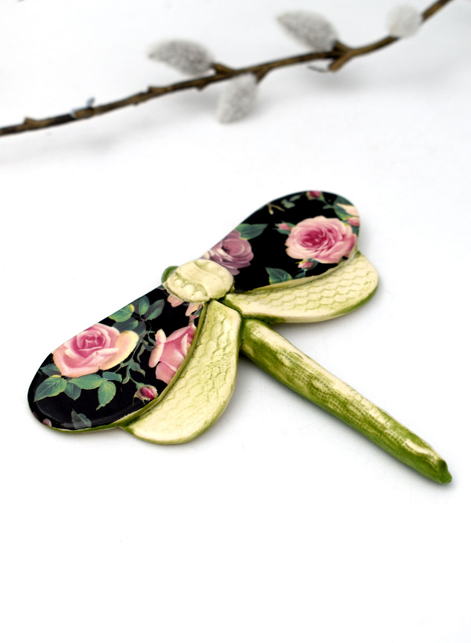 Dragonfly Black with Pink Rose - Kirsty Gardiner - Image 2