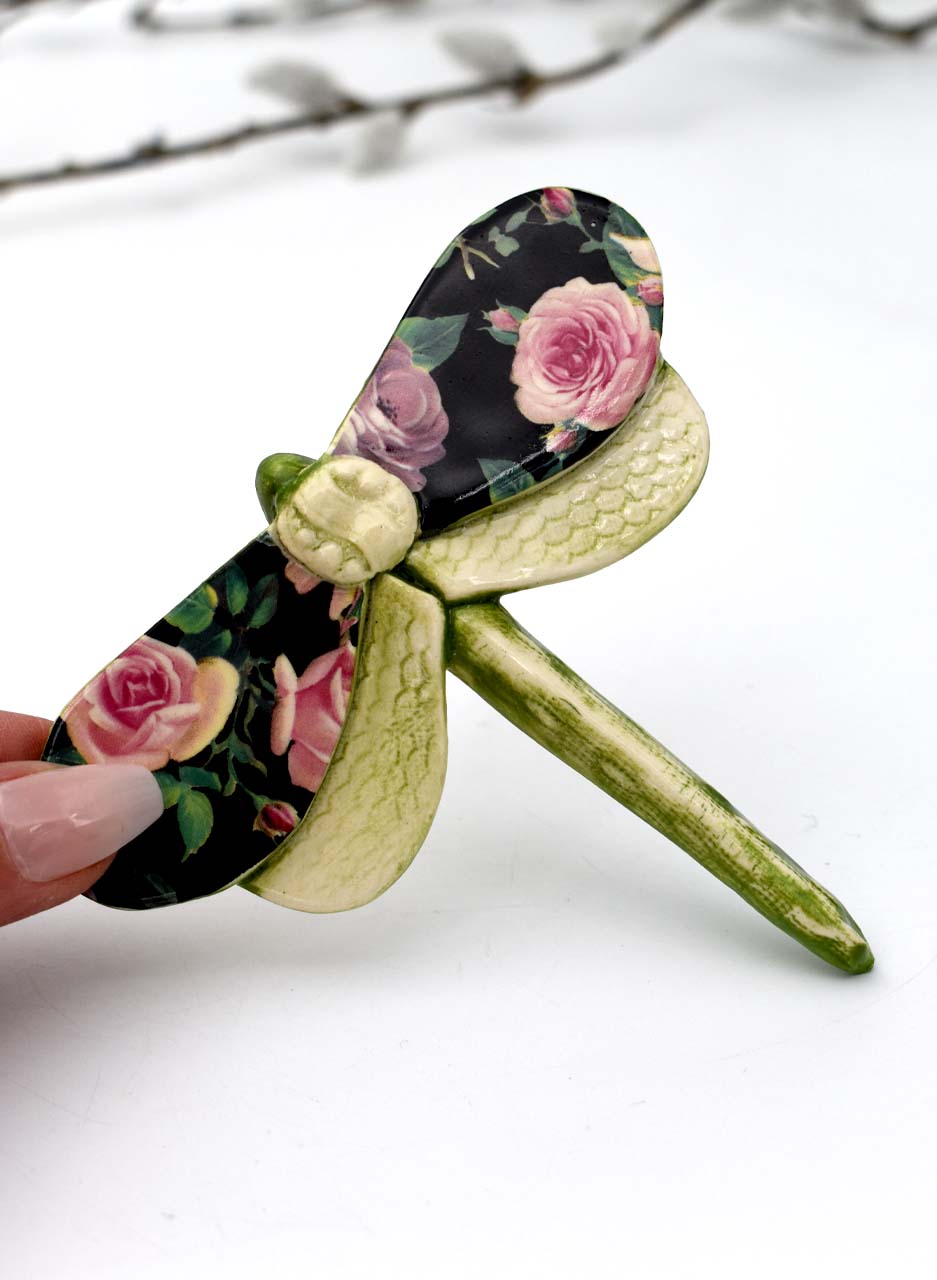 Dragonfly Black with Pink Rose - Kirsty Gardiner - Image 4