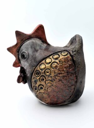 Raku Rooster - LJH Pottery