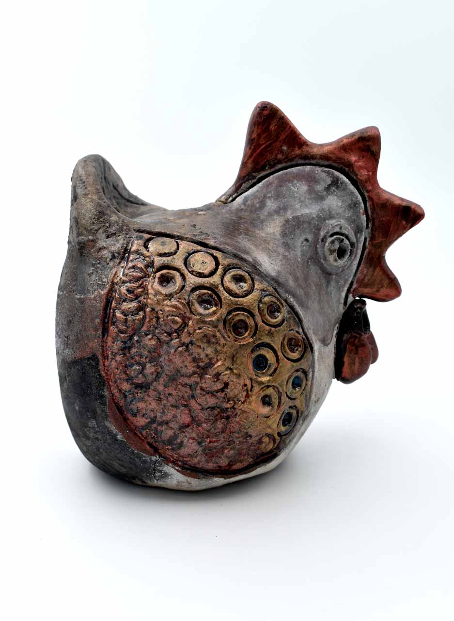 Raku Rooster - LJH Pottery - Image 2