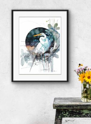 Kotuku, White Heron Midnight (Limited Edition Print) - Rachel Walker