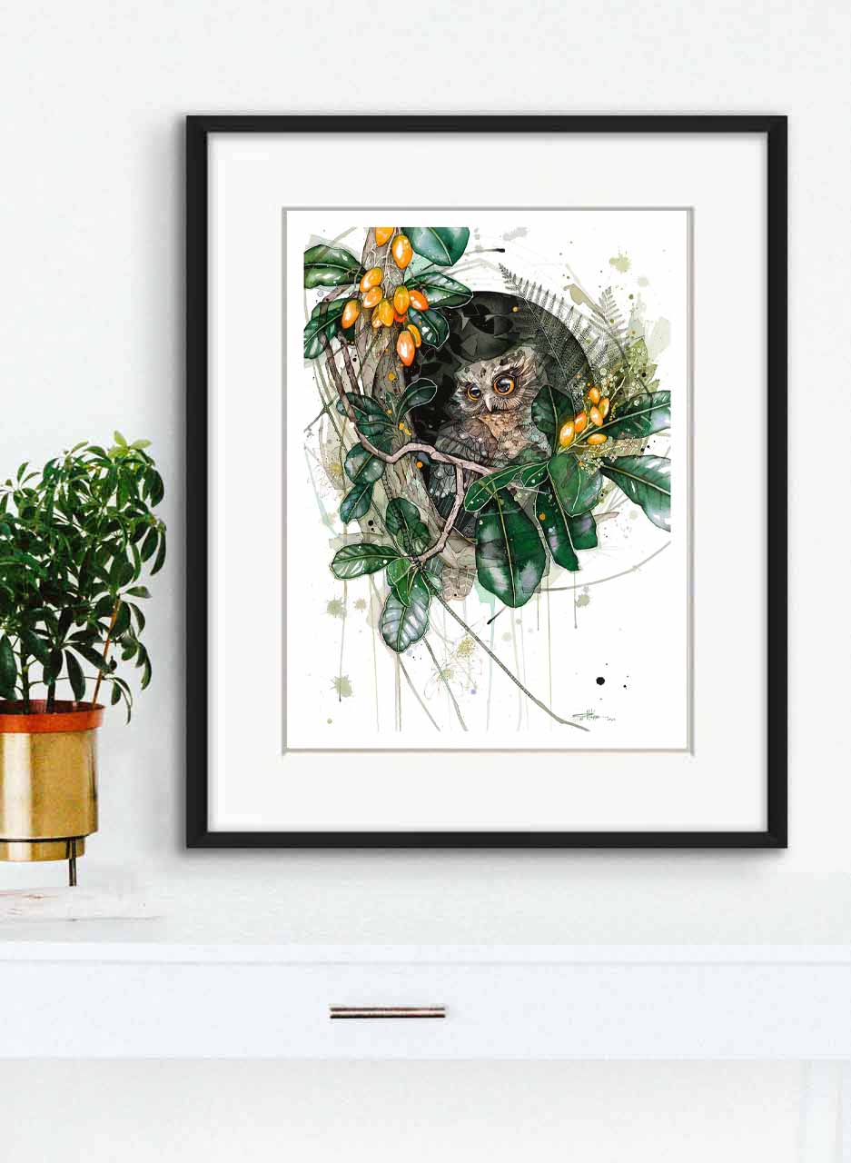 Morepork Karaka (Limited Edition Print) - Rachel Walker