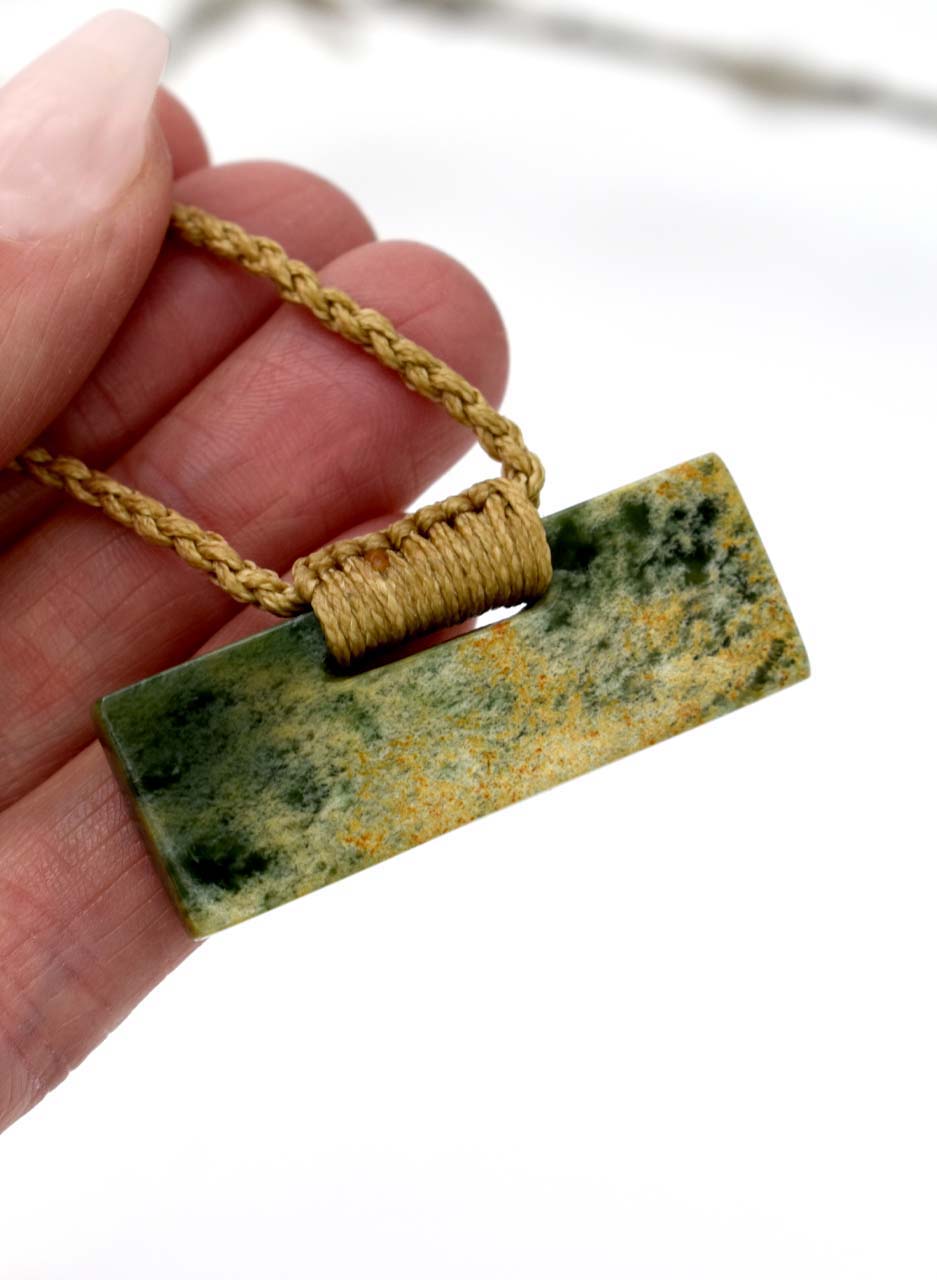 Marsden Flower Pounamu Rectangle - Amber Dawn - Image 3