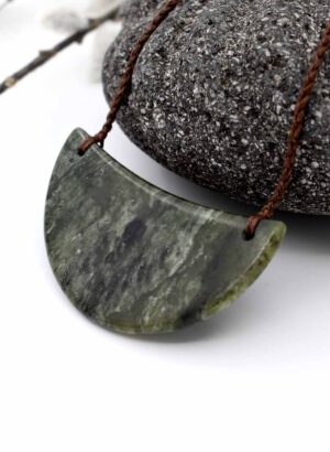 Large Crescent Pounamu - Amber Dawn