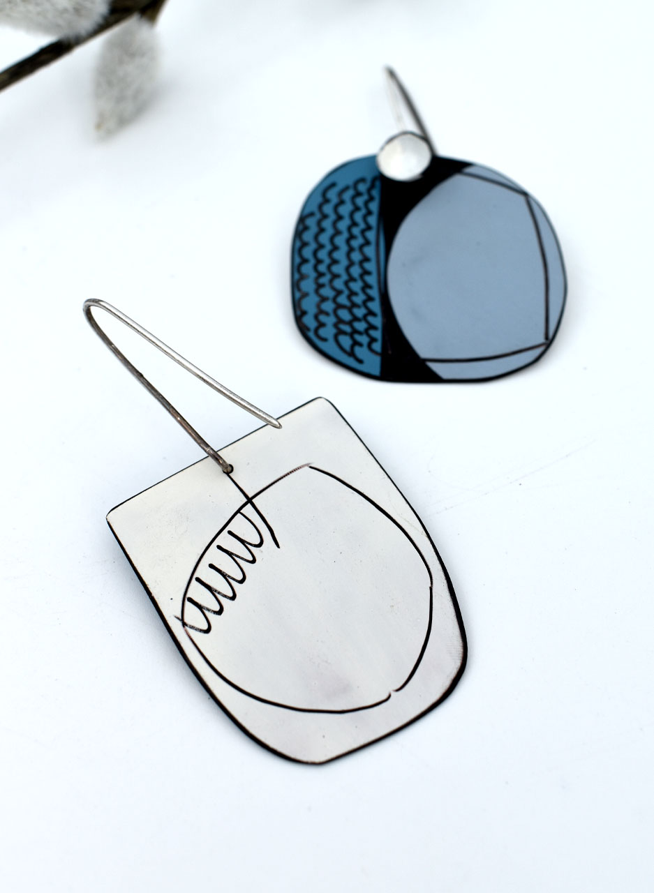 Blue and Black Apron Earrings - Jane Frances Reilly - Image 2