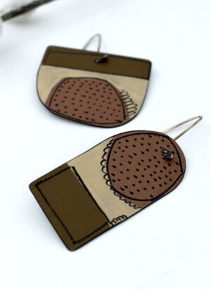 Chocolate and Brown Apron Earrings - Jane Frances Reilly